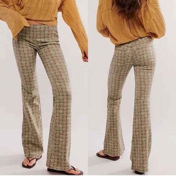 NWT Free People Penny Florida Pull On Flare Pants Size 31 - Picture 1 of 5
